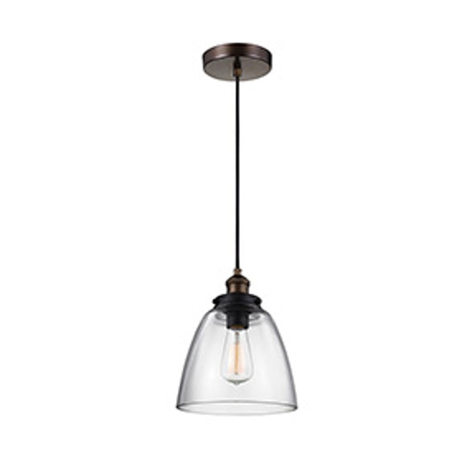 Baskin Pendant in Painted Aged Brass with a Dark Weathered Zinc Finish by Murray Feiss, P1349PAGB/DWZ