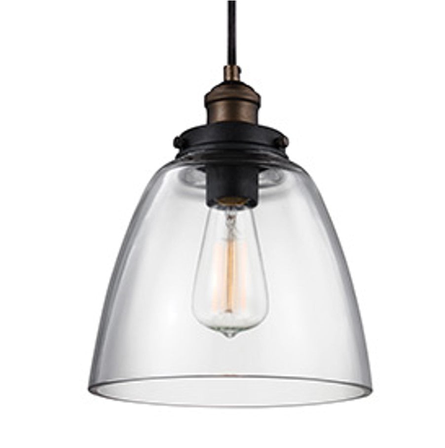 Baskin Pendant in Painted Aged Brass with a Dark Weathered Zinc Finish by Murray Feiss, P1349PAGB/DWZ