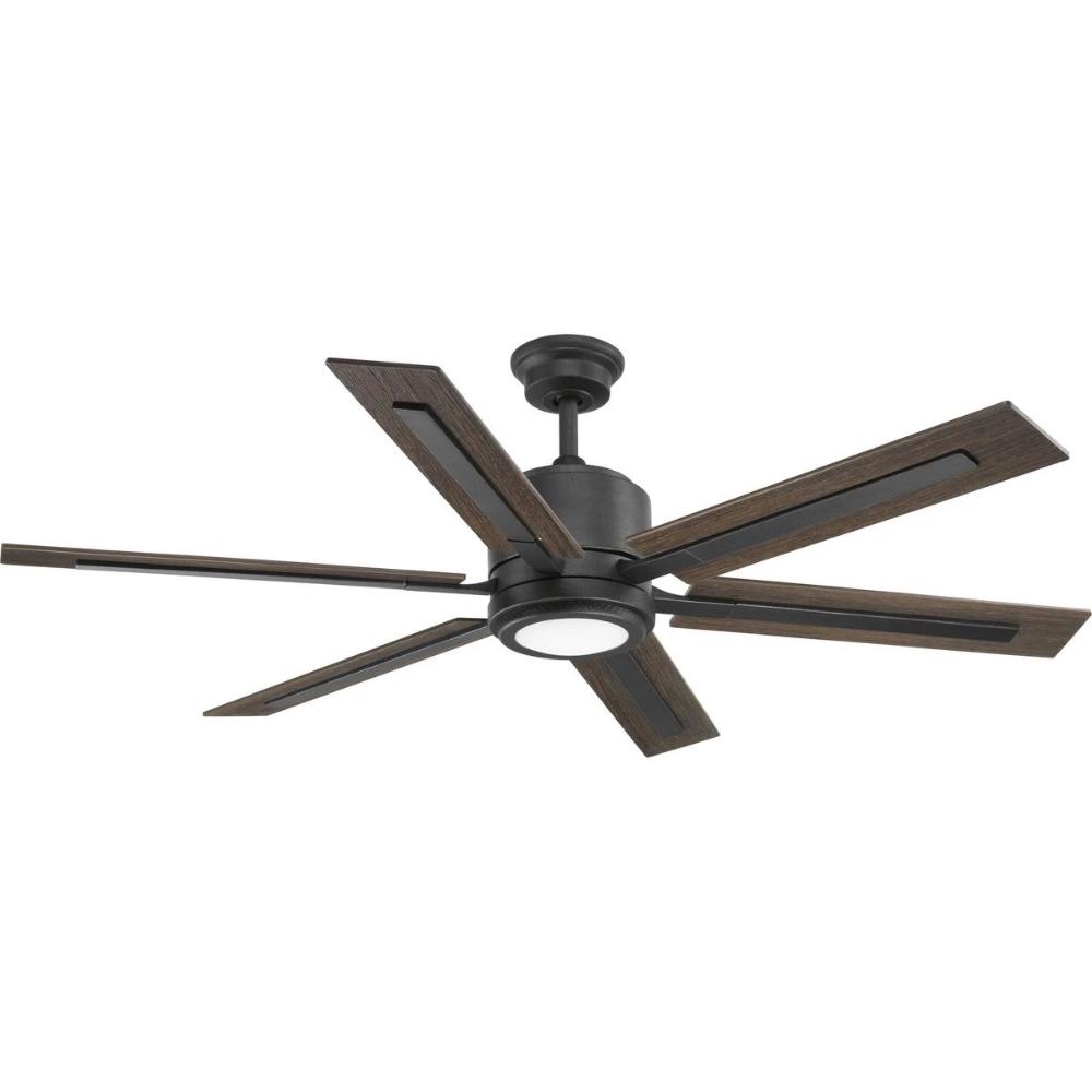 Glandon Ceiling Fan, 60 Inch Fan, Gilded Iron, Toasted Oak Blades