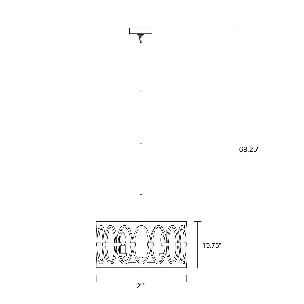 Swartz 5-Light Drum Pendant, Pendant, Scale Drawing