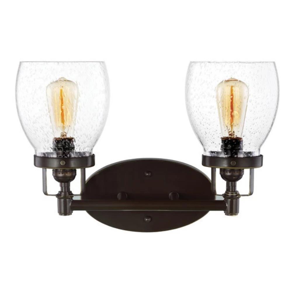 2 Light Belton Vanity in Heirloom Bronze with Clear Seedy Glass by Sea Gull Lighting 4414502-782