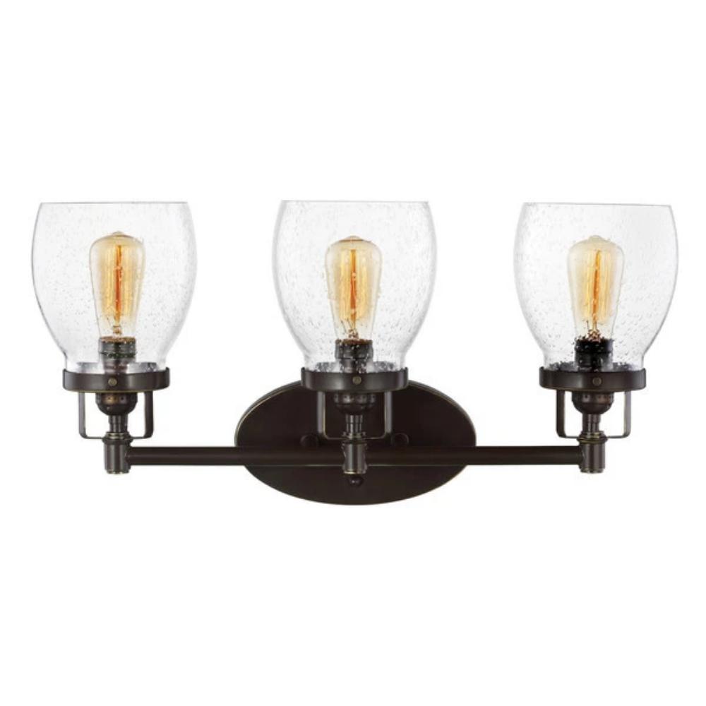 3 Light Belton Vanity in Heirloom Bronze with Clear Seedy Glass by Sea Gull Lighting 4414503-782