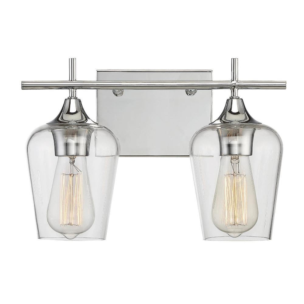 Octave 2 Light Vanity in Polished Chrome with Clear Glass Shades by Savoy House 8-4030-2-11