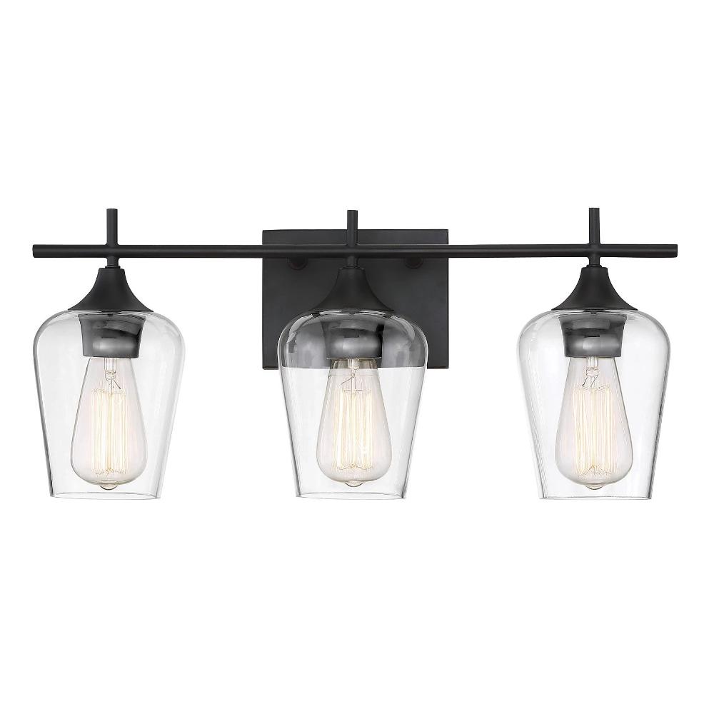 Octave 3 Light Vanity in English Bronze with Clear Glass Shades by Savoy House 8-4030-3-13