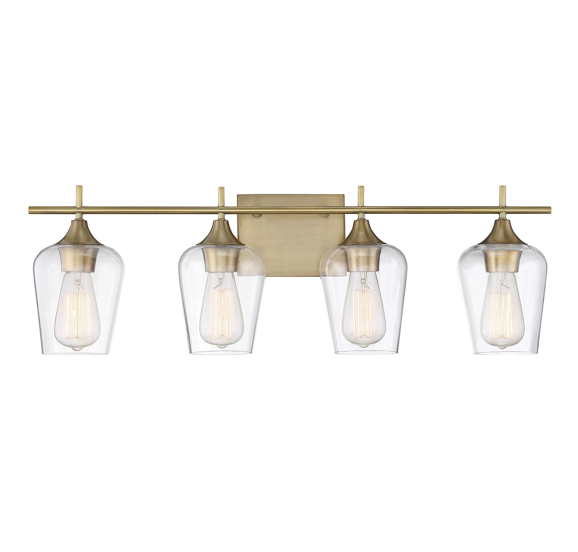 Octave 4 Light Vanity in Warm Brass with Clear Glass Shades by Savoy House 8-4030-4-322