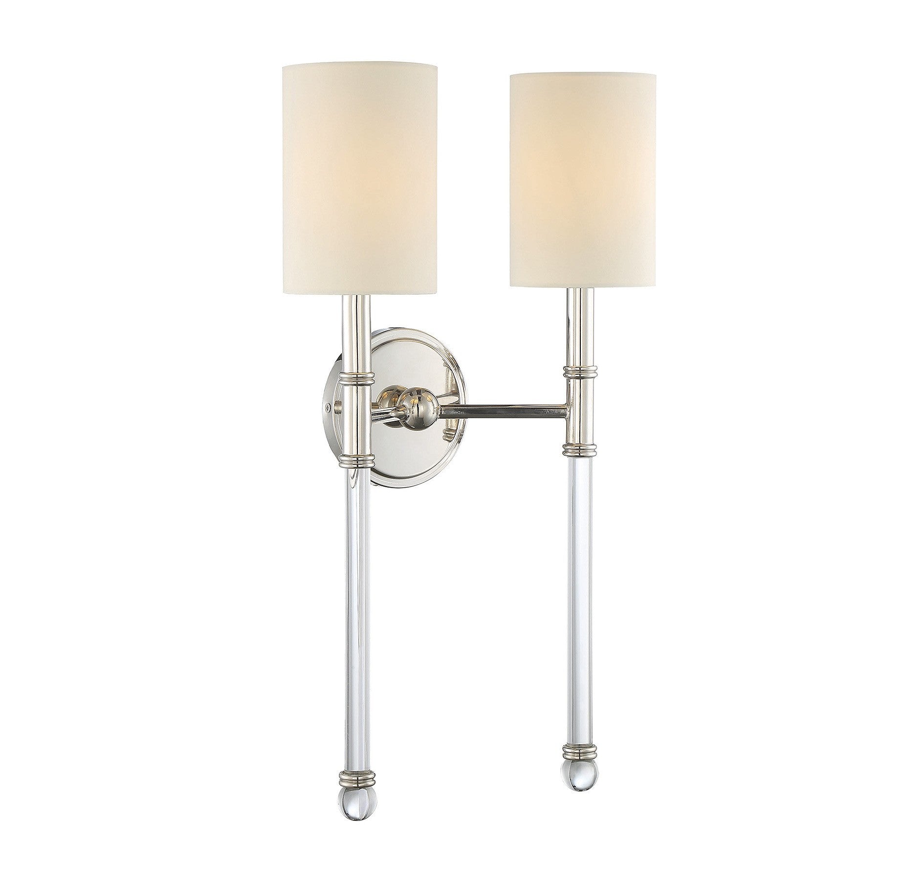 Savoy House Fremont 2 Light Wall Sconce in Polished Nickel and Soft White Fabric Shade 9-103-2-109