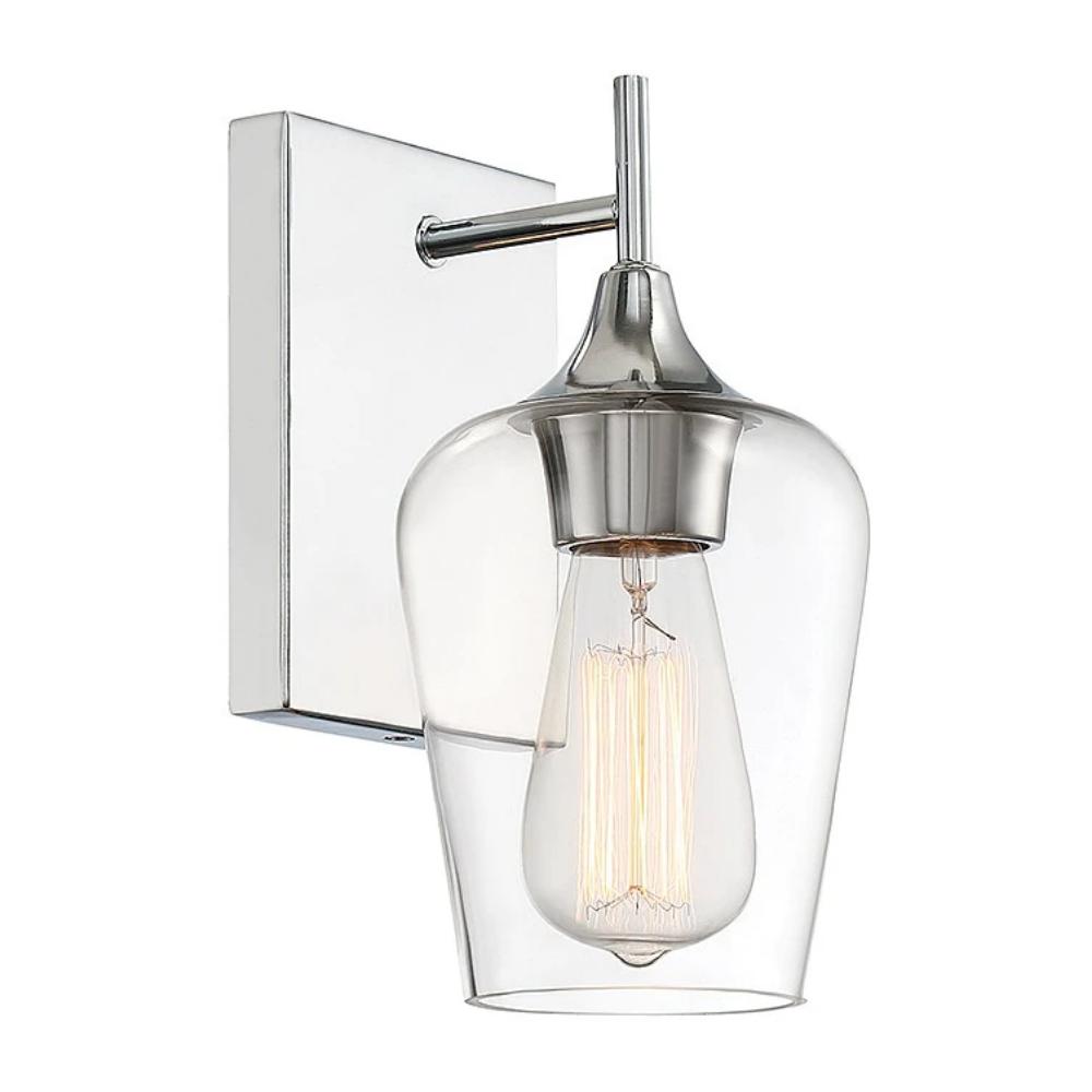 Octave 1 Light Vanity in Polished Chrome with Clear Glass Shade by Savoy House 9-4030-1-11