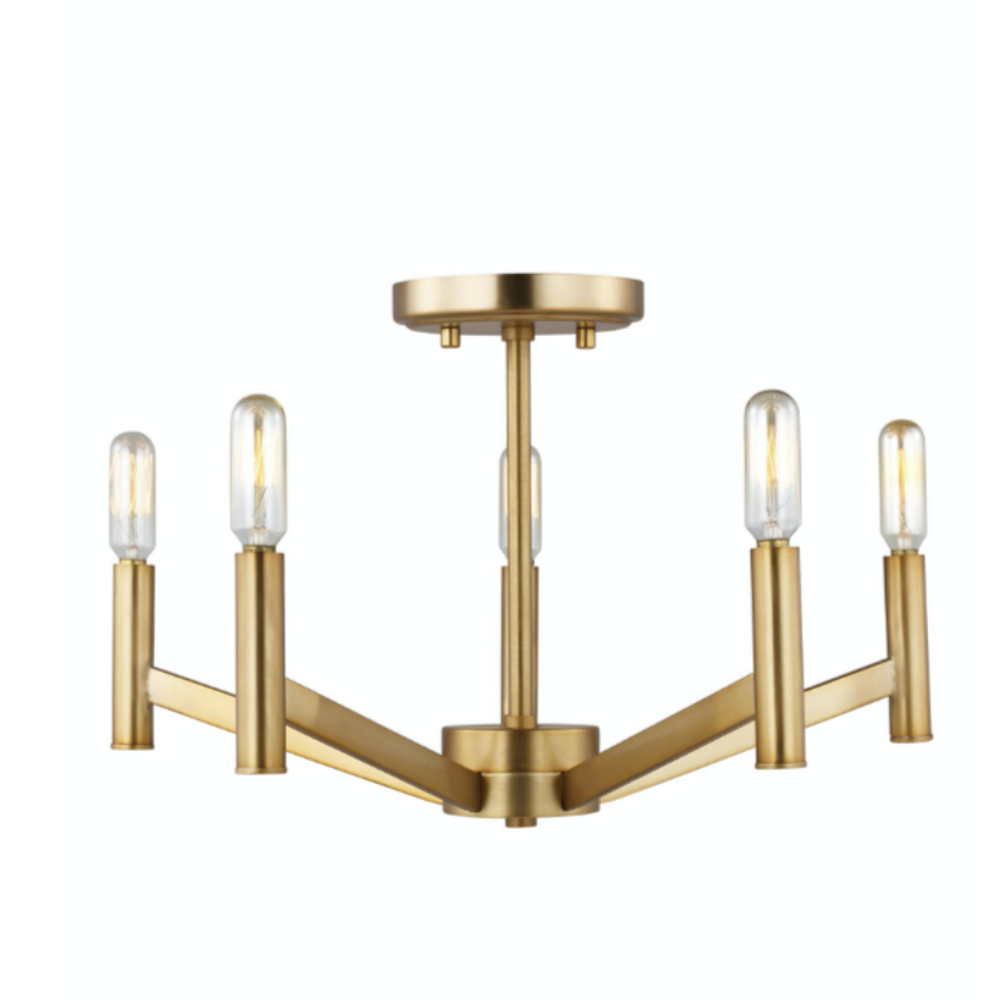 Devi Semi Flush Mount, Flush Mount, Satin Brass