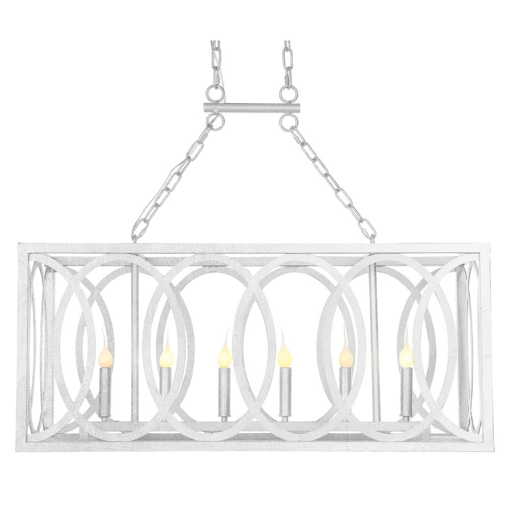 New Orleans Linear Lantern, Linear Chandelier, Silver Leaf