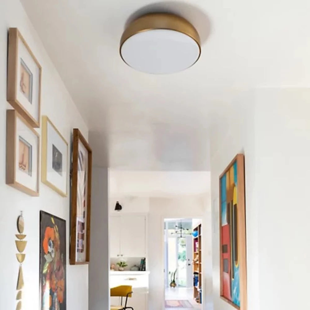 Steel Flush Mount, Ceiling Mount, Aged Brass