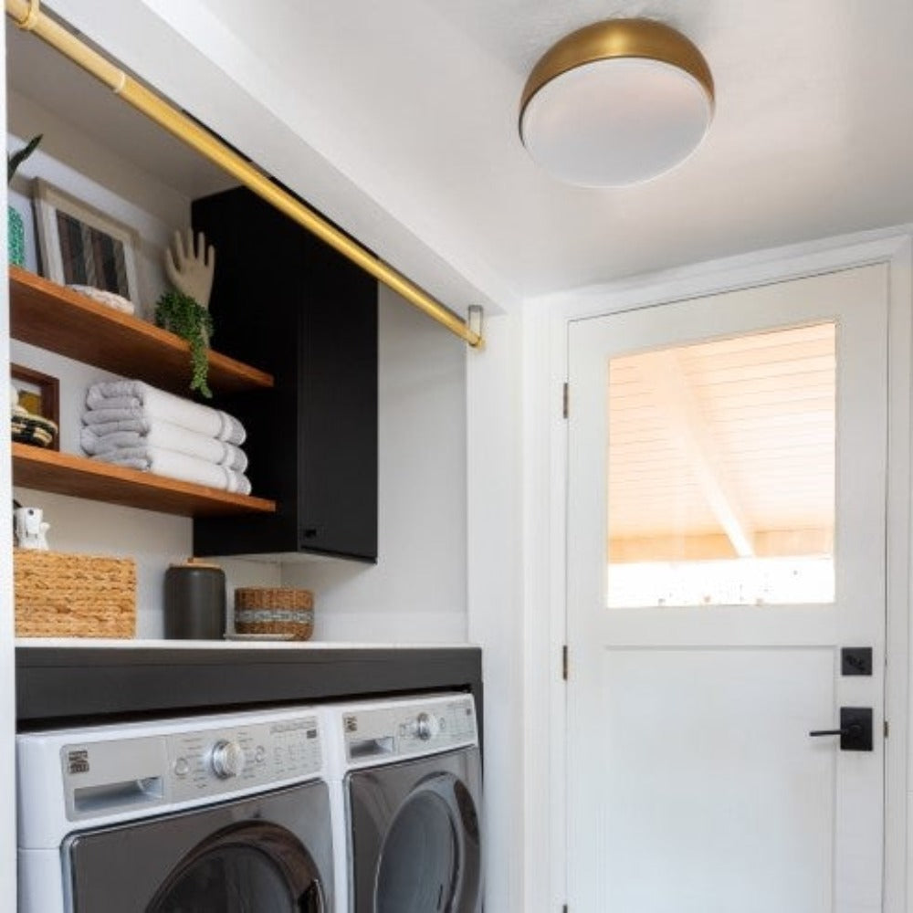 Steel Flush Mount, Ceiling Mount, Aged Brass