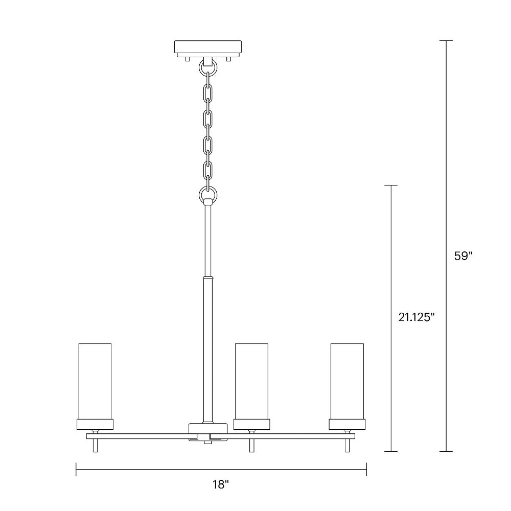 Huntington 3-Light Chandelier, Chandelier, Scale Drawing