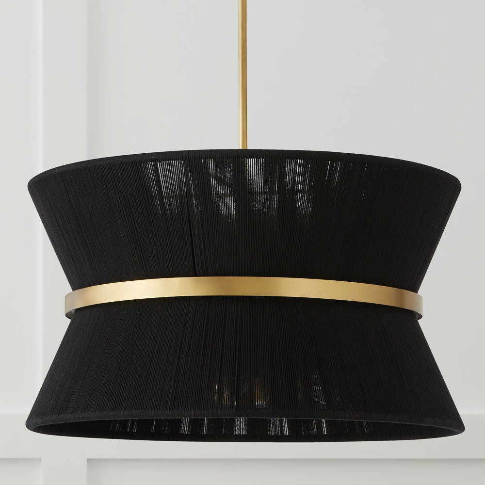 Brielle Black Rope Pendant, Pendant, Black Rope and Patinaed Brass