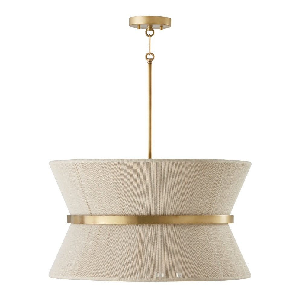 Brielle Natural Rope Pendant, Pendant, Natural Rope and Patinaed Brass