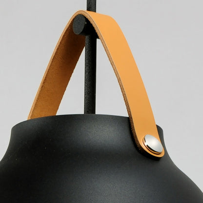 Luca 1-Light Pendant, Pendant, Tan Leather Black