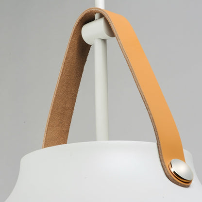 Luca 1-Light Pendant, Pendant, Tan Leather White
