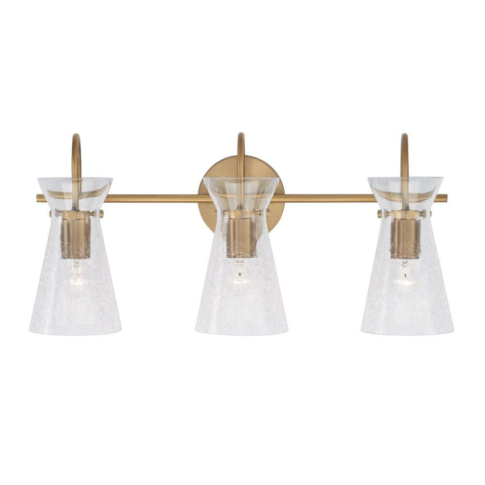 Colette 3-Light Glass Vanity, Vanity, Aged Brass