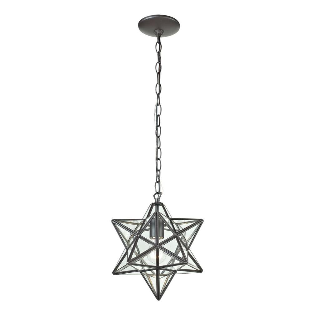 1-Light Star Pendant, Pendant, Oiled Bronze, Clear Glass