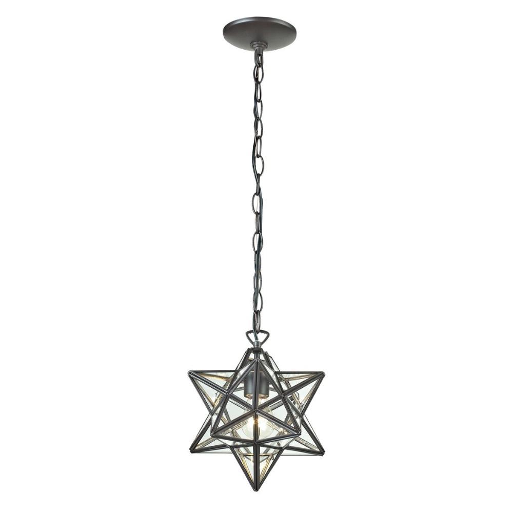 1-Light Star Pendant, Pendant, Oiled Bronze, Clear Glass