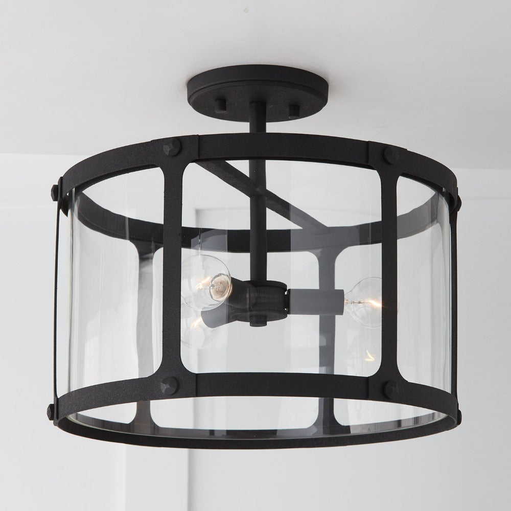 The Benson dual mount can be hung as a pendant or semi-flush. 