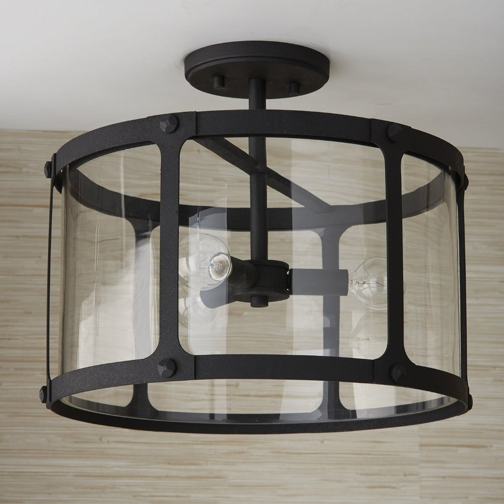 The Benson dual mount can be hung as a pendant or semi-flush.