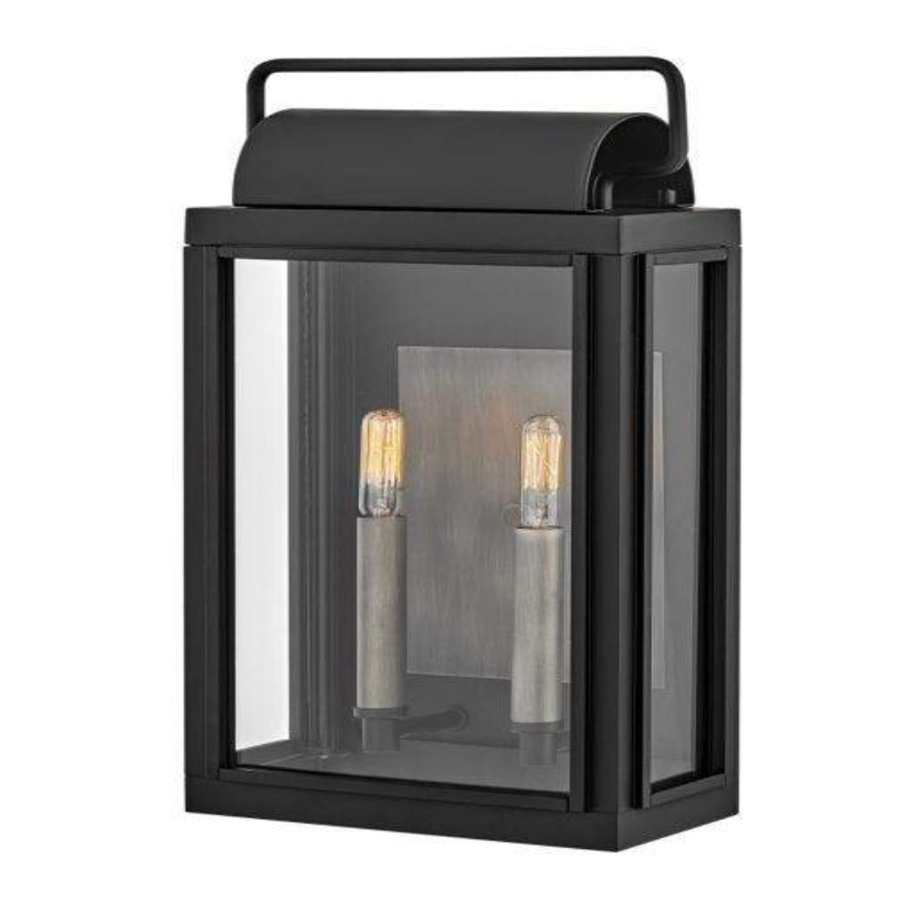Jackie Wall Lantern, Wall Lantern, Black with Burnished Bronze accents