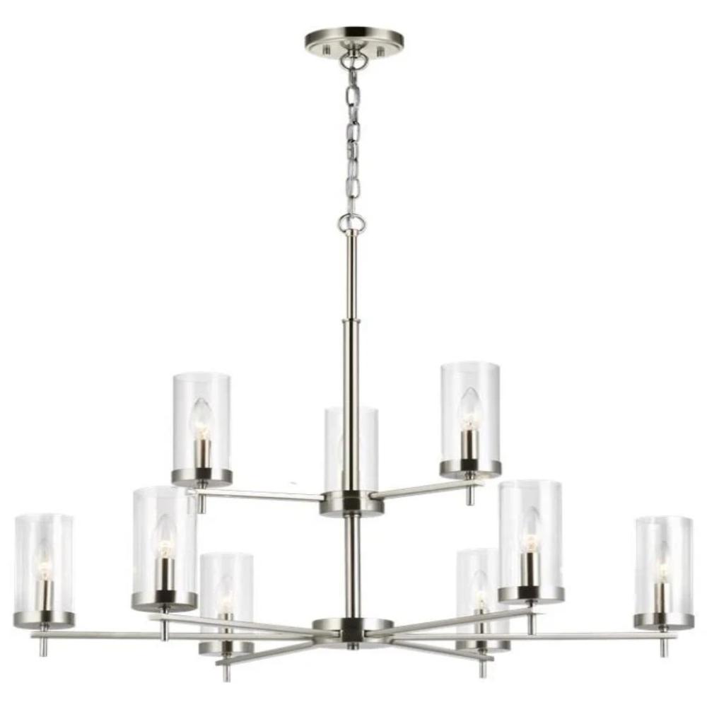 Huntington 9-Light Chandelier, Chandelier, Brushed Nickel