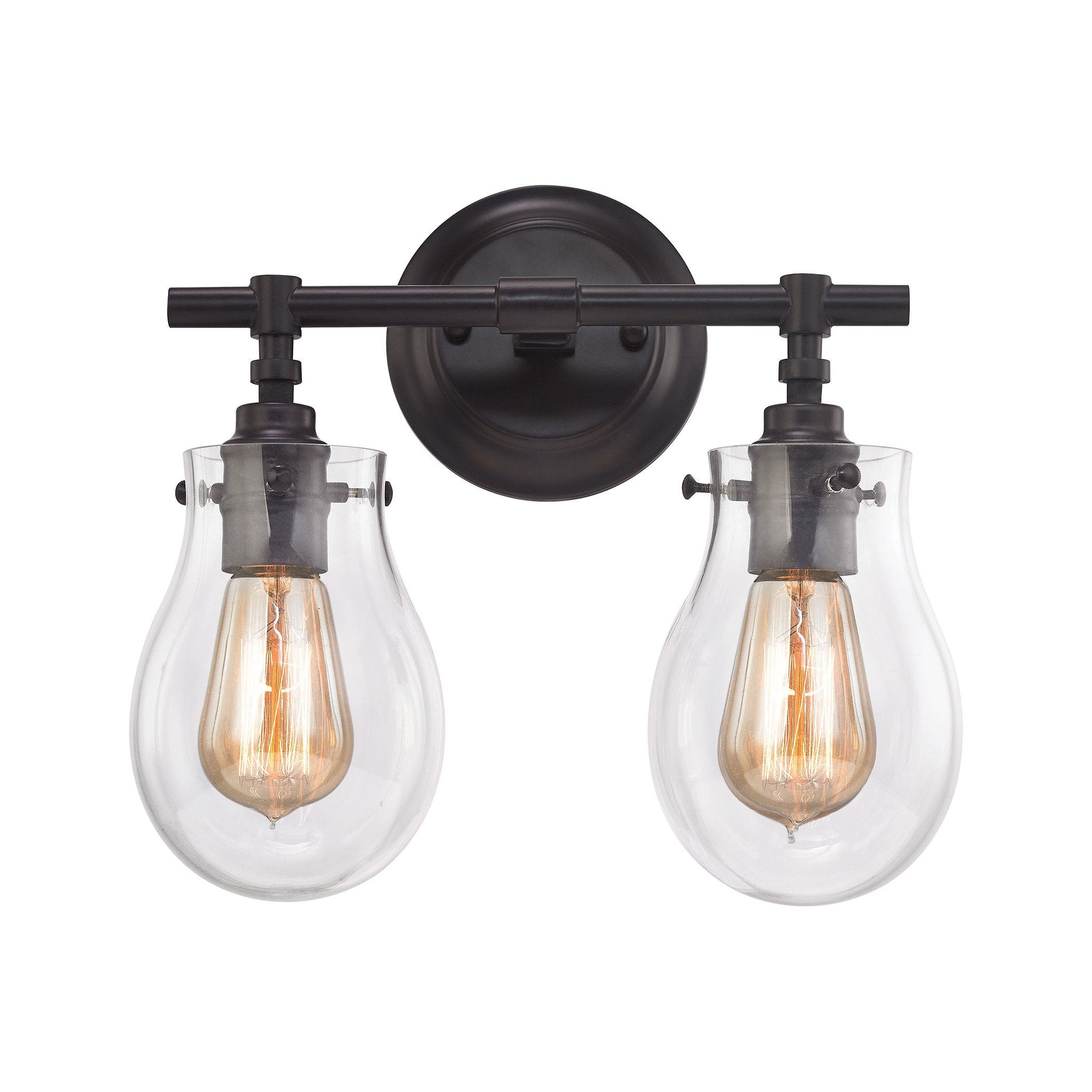 2 Light Jaelyn Vanity Light in Oil Rubbed Bronze with clear teardrop glass shades by Elk Lighting 31930/2