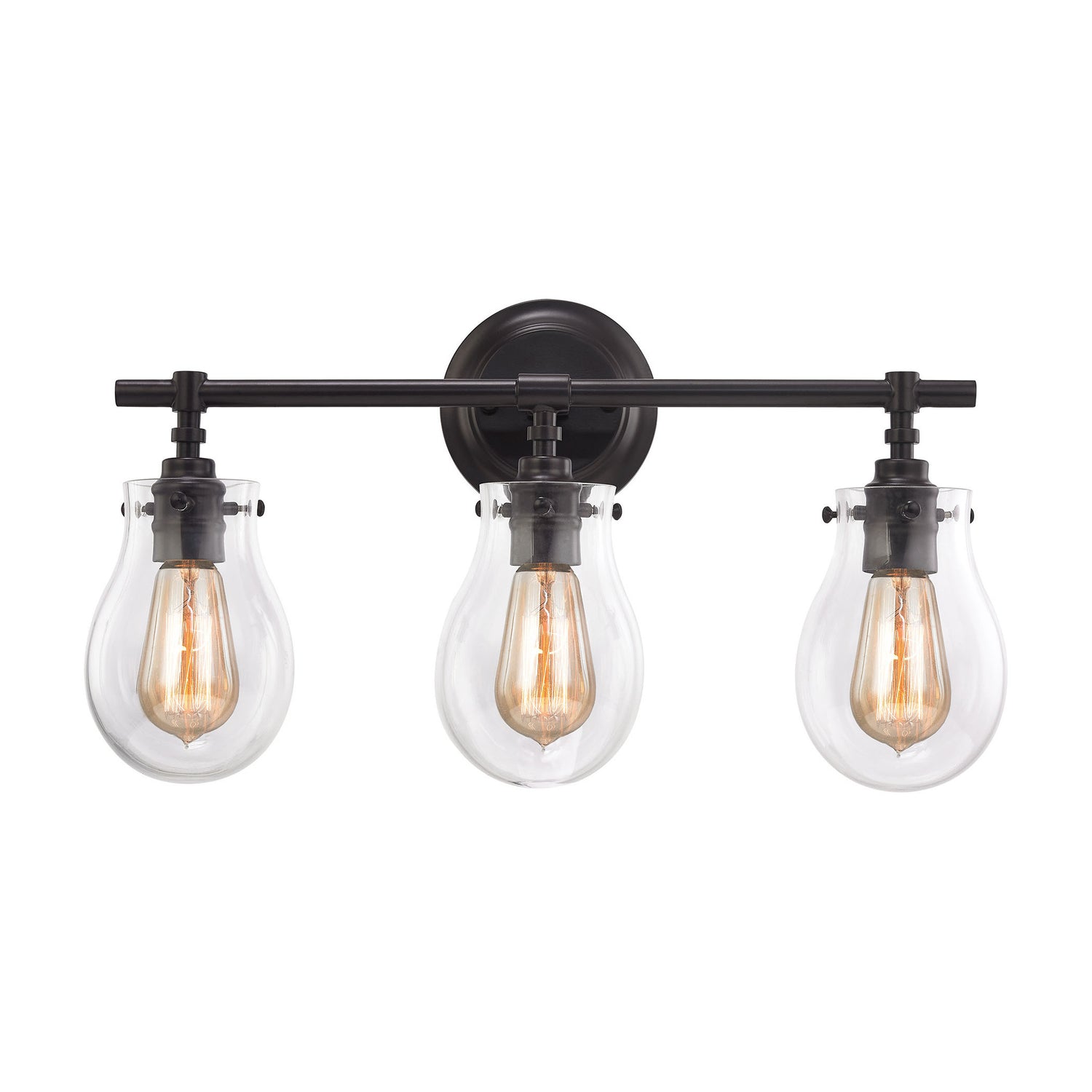 3 Light Jaelyn Vanity Light in Oil Rubbed Bronze with clear teardrop glass shades by Elk Lighting 31930/3