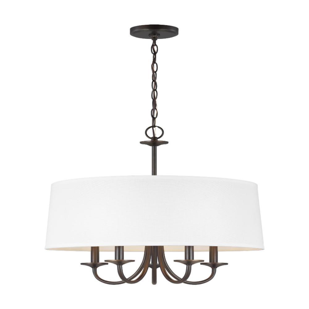 Barton Five Light Shade Chandelier, Chandelier, Bronze