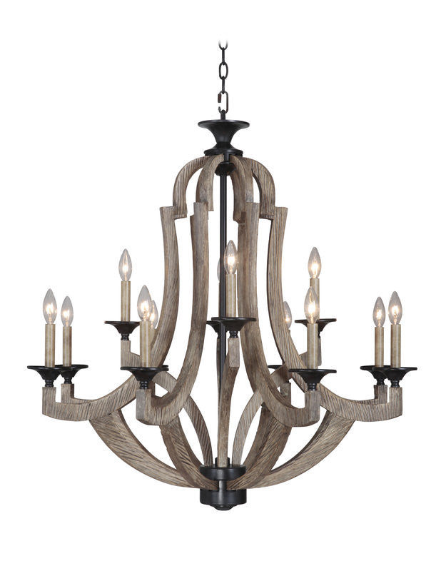 Winton 12 Light Chandelier in Weathered Pine by Craftmade 35112-WP