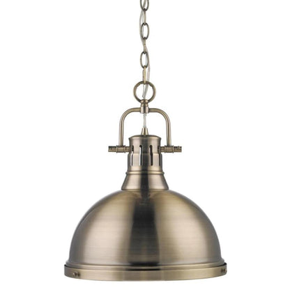 Duncan Large Pendant with Chain in Aged Brass, Pendant, Age Brass