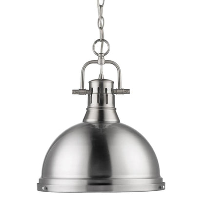 Duncan Large Pendant with Chain in Pewter, Pendant, Pewter