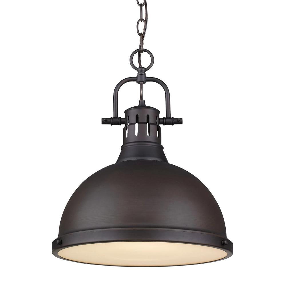 Elm Large Pendant with Chain in Rubbed Bronze