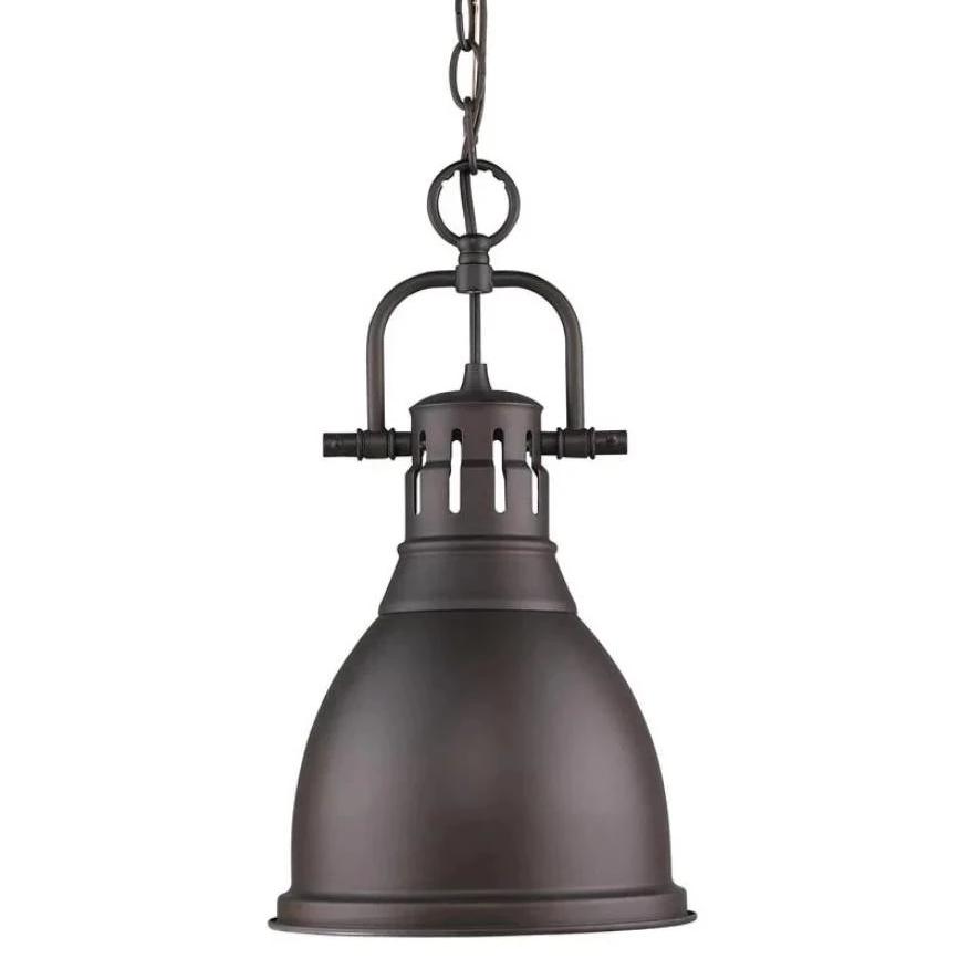 Duncan Small Pendant with Chain, Rubbed Bronze, Rubbed Bronze Shade