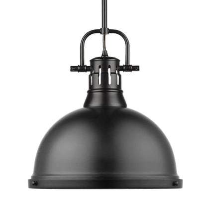 Elm Large Pendant with Rod in Matte Black