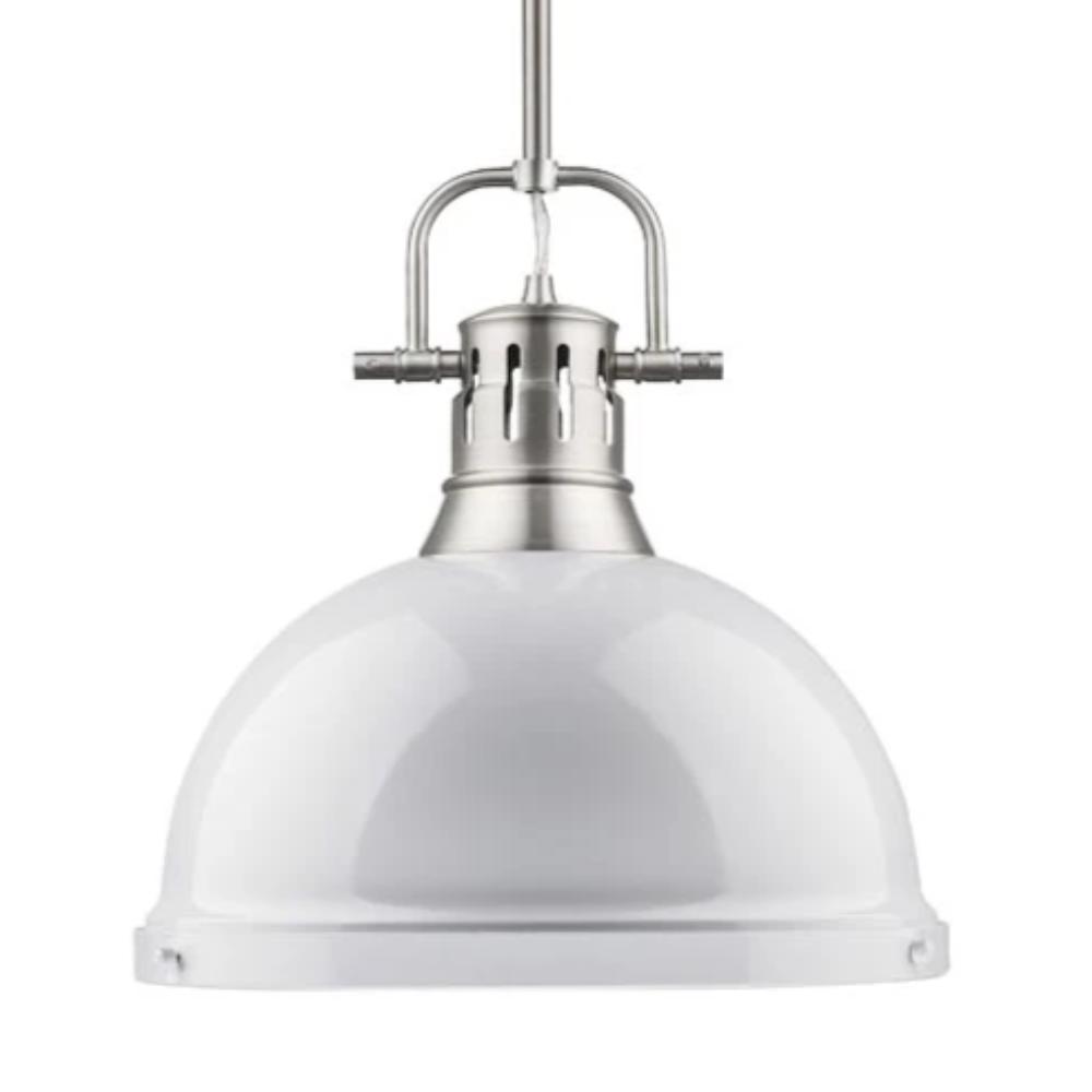 Duncan Large Pendant with Rod in Pewter, Pendant, White