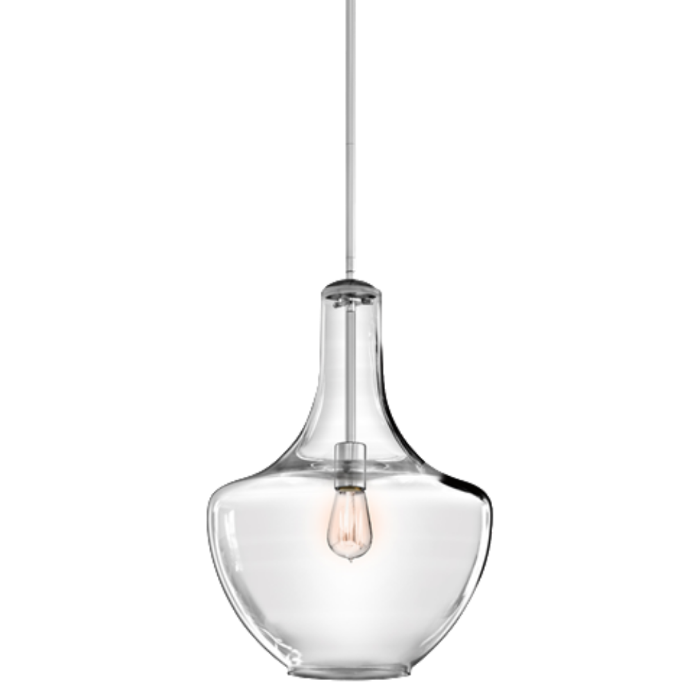 1 Light Everly Pendant in Chrome with clear glass by Kichler 42046CH