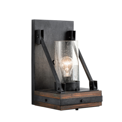Auburn Stained Wood and Distressed Black Colerne Wall Sconce by Kichler 43436AUB