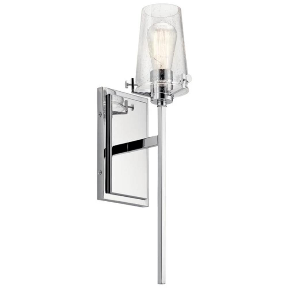 Alton Sconce, 1-Light Wall Sconce, Chrome, Clear Seeded Glass