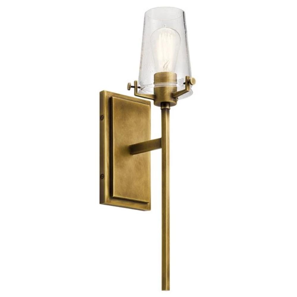 Alton Sconce, 1-Light Wall Sconce, Natural Brass, Clear Seeded Glass