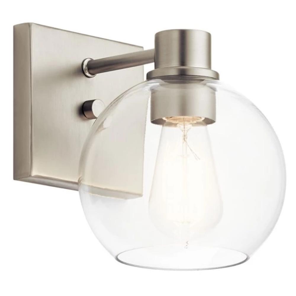 Harmony Sconce, 1-Light Sconce, Brushed Nickel, Clear Glass