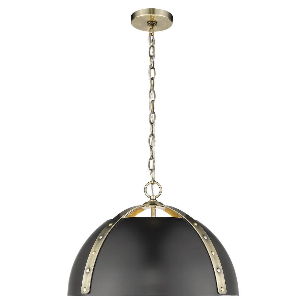 Aldrich Pendant, 3-Light Pendant, Aged Brass, Matte Black Shade