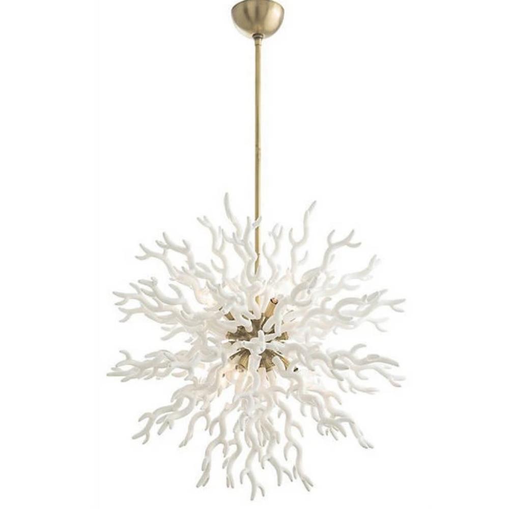 Arteriors Home Large Diallo Chandelier in White and Antique Brass 89992