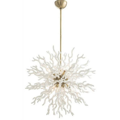 Arteriors Home Large Diallo Chandelier in White and Antique Brass 89992