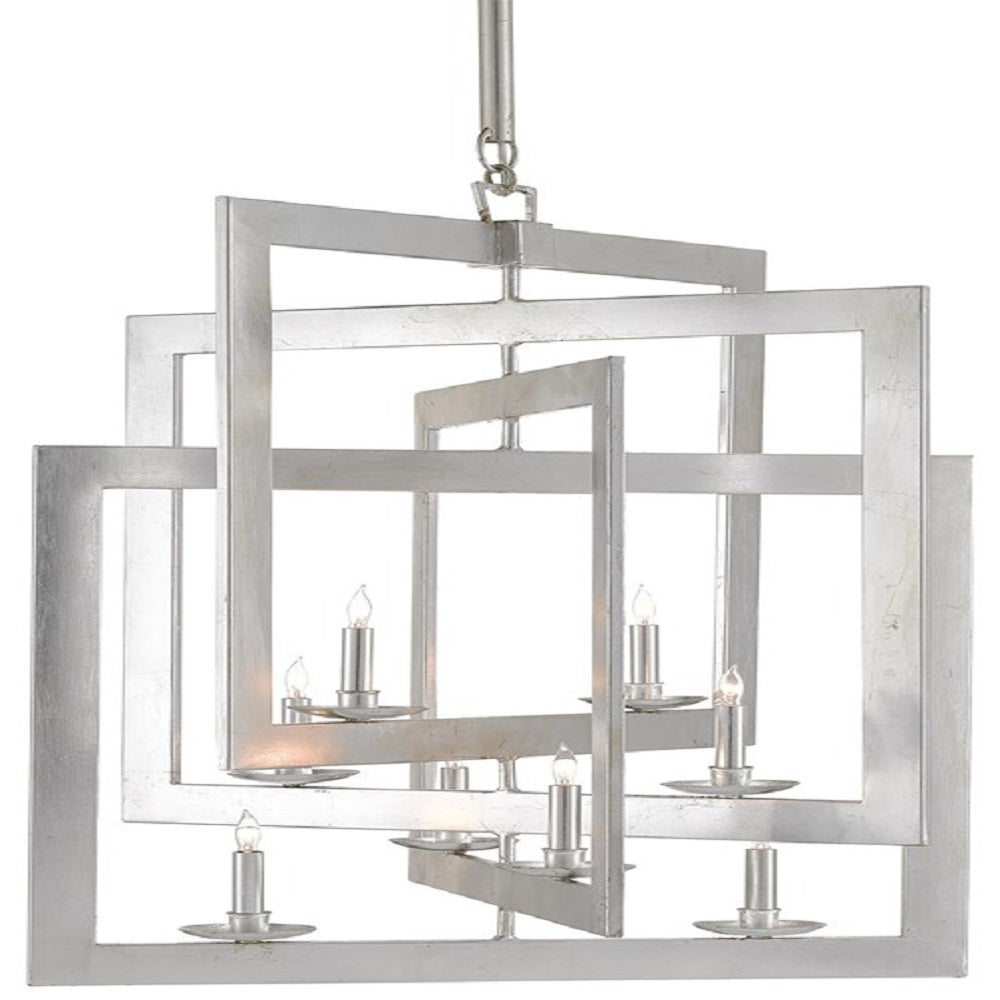 Middleton Small Chandelier, 8-Light Chandelier, Contemporary Silver Leaf