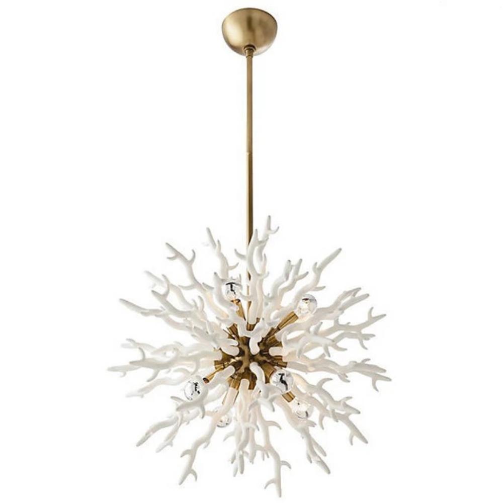 Arteriors Home Small Diallo Chandelier in White and Antique Brass 89986