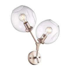 Fairfax 2 Light Sconce in Brushed Brass with clear glass globe shades by Avenue Lighting HF8082-BB