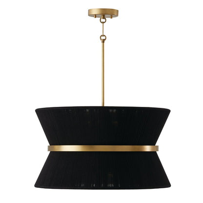 Brielle Black Rope Pendant, Pendant, Black Rope and Patinaed Brass