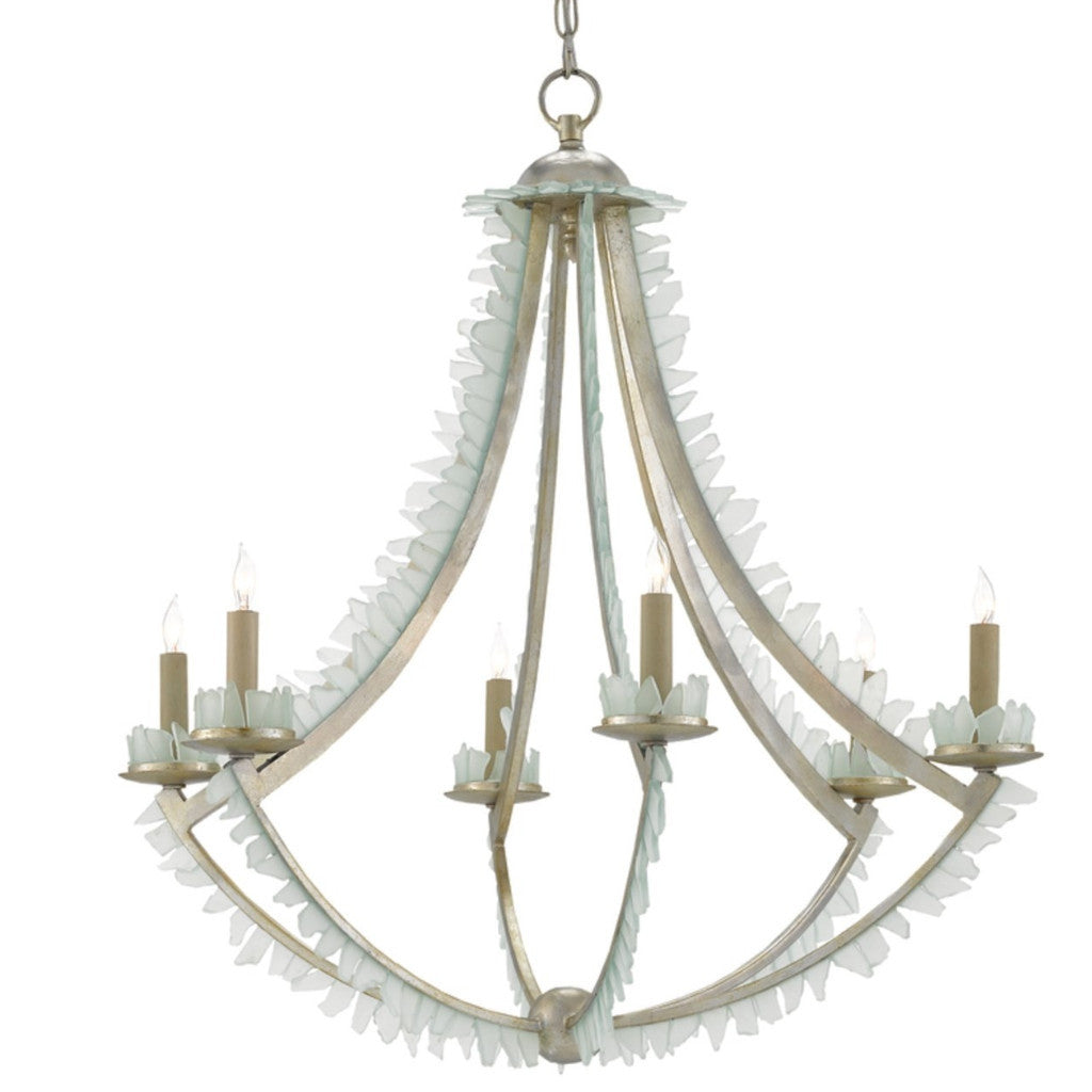 Saltwater Chandelier in Contemporary Silver Leaf/Seaglass by Currey and Company, 9000-0209
